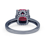 Elegant Hidden Halo Cushion Engagement Ring Cubic Zirconia 925 Sterling Silver