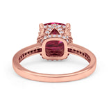 Elegant Hidden Halo Cushion Engagement Ring Cubic Zirconia 925 Sterling Silver