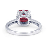 Elegant Hidden Halo Cushion Engagement Ring Cubic Zirconia 925 Sterling Silver
