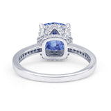 Elegant Hidden Halo Cushion Engagement Ring Cubic Zirconia 925 Sterling Silver