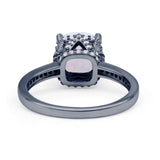 Elegant Hidden Halo Cushion Engagement Ring Cubic Zirconia 925 Sterling Silver