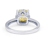 Elegant Hidden Halo Cushion Engagement Ring Cubic Zirconia 925 Sterling Silver