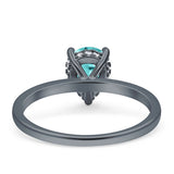 Solitaire Pear Hidden Halo Engagement Ring Cubic Zirconia 925 Sterling Silver