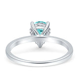 Solitaire Pear Hidden Halo Engagement Ring Cubic Zirconia 925 Sterling Silver