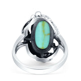 Oval Leaf Petite Dainty Lab Opal Ring Solid Oxidized 925 Sterling Silver