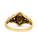 Vintage Style Marquise Lab Opal Ring Solid Oxidized 925 Sterling Silver