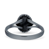 Oval Fashion Lab Created Opal Ring Oxidized 925 Sterling Silver