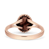 Oval Fashion Lab Created Opal Ring Oxidized 925 Sterling Silver