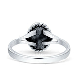 Oval Fashion Lab Created Opal Ring Oxidized 925 Sterling Silver