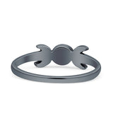 Moon Thumb Ring Statement Fashion Oxidized Lab Created Opal Solid 925 Sterling Silver