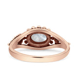Petite Dainty Vintage Style Oval Thumb Ring Statement Fashion Oxidized Solid 925 Sterling Silver