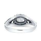 Petite Dainty Vintage Style Oval Thumb Ring Statement Fashion Oxidized Solid 925 Sterling Silver
