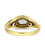 Petite Dainty Vintage Style Oval Thumb Ring Statement Fashion Oxidized Solid 925 Sterling Silver