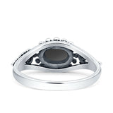 Petite Dainty Vintage Style Oval Thumb Ring Statement Fashion Oxidized Solid 925 Sterling Silver