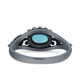 Petite Dainty Vintage Style Oval Thumb Ring Statement Fashion Oxidized Solid 925 Sterling Silver