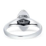 Marquise Twisted Rope Oxidized Split Shank Created Blue & White Opal Thumb Ring 925 Sterling Silver