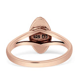 Marquise Twisted Rope Oxidized Split Shank Created Blue & White Opal Thumb Ring 925 Sterling Silver
