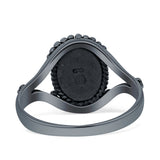 Oval Rope Beaded Oxidized Split Shank Turquoise Black Onyx Thumb Ring 925 Sterling Silver