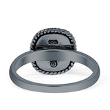 Cushion Cut Oxidized Twisted Rope Lab Created Thumb Ring 925 Sterling Silver