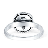 Cushion Cut Oxidized Twisted Rope Lab Created Thumb Ring 925 Sterling Silver