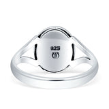 Oval Split Shank Turquoise Onyx Oxidized Ring 925 Sterling Silver