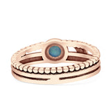 Crescent Moon Ring Round Turquoise Oxidized 925 Sterling Silver