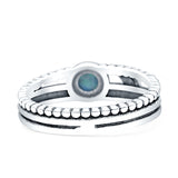 Crescent Moon Ring Round Turquoise Oxidized 925 Sterling Silver