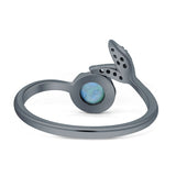 Mermaid Ring Fishtail Round Turquoise & Larimar Cubic zirconia 925 Sterling Silver