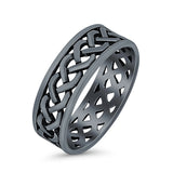 Celtic Ring Oxidized Band Solid 925 Sterling Silver Thumb Ring (8mm)
