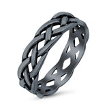 Celtic Oxidized Band Solid 925 Sterling Silver Thumb Ring (6mm)