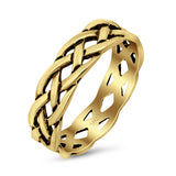Celtic Oxidized Band Solid 925 Sterling Silver Thumb Ring (6mm)