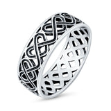 Celtic Oxidized Band Solid 925 Sterling Silver Thumb Ring (7mm)