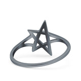 Star Oxidized Band Solid 925 Sterling Silver Thumb Ring (11mm)