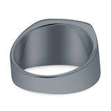 Square Signet Plain Band High Polished Solid 925 Sterling Silver Thumb Ring (12mm)