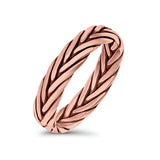 Rounded Braided Ring Oxidized Band Solid 925 Sterling Silver Thumb Ring (5mm)