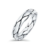 Snake Skin Ring Oxidized Band Solid 925 Sterling Silver Thumb Ring (5mm)