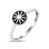 Sun Ring Oxidized Band Solid 925 Sterling Silver Thumb Ring (8mm)