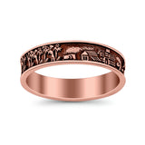 Village Ring Oxidized Band Solid 925 Sterling Silver Thumb Ring (5mm)