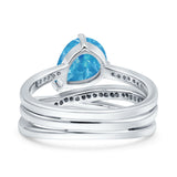 Weave Teardrop Pear Twist Infinity Shank Art Deco Wedding Bridal Piece Ring Simulated Cubic Zirconia 925 Sterling Silver