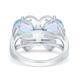 Teardrop Pear Butterfly Filigree Swirl Ring Simulated Cubic Zirconia 925 Sterling Silver Butterfly Ring