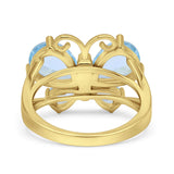 Teardrop Pear Butterfly Filigree Swirl Ring Simulated Cubic Zirconia 925 Sterling Silver Butterfly Ring