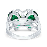 Teardrop Pear Butterfly Filigree Swirl Ring Simulated Cubic Zirconia 925 Sterling Silver Butterfly Ring