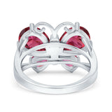 Teardrop Pear Butterfly Filigree Swirl Ring Simulated Cubic Zirconia 925 Sterling Silver Butterfly Ring
