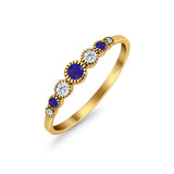 Half Eternity Band Round Simulated Blue Sapphire Cubic Zirconia 925 Sterling Silver (4mm)