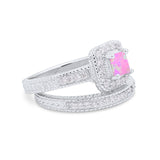 Two Piece Vintage Style Wedding Ring 925 Sterling Silver Simulated Cubic Zirconia