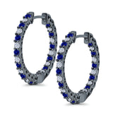 Huggie Hoop Earrings Round Simulated CZ 925 Sterling Silver (14mm)