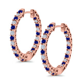 Huggie Hoop Earrings Round Simulated CZ 925 Sterling Silver (14mm)