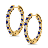 Huggie Hoop Earrings Round Simulated CZ 925 Sterling Silver (14mm)