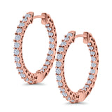 Huggie Hoop Earrings Round Simulated CZ 925 Sterling Silver (14mm)