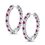 Huggie Hoop Earrings Round Simulated CZ 925 Sterling Silver (14mm)